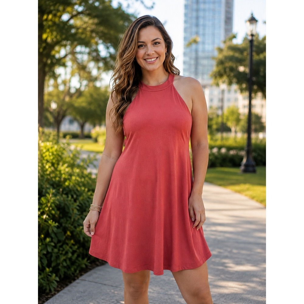 Torrid Goddess Neck Red Ribbed Dress Resort Coastal Vacation NWT